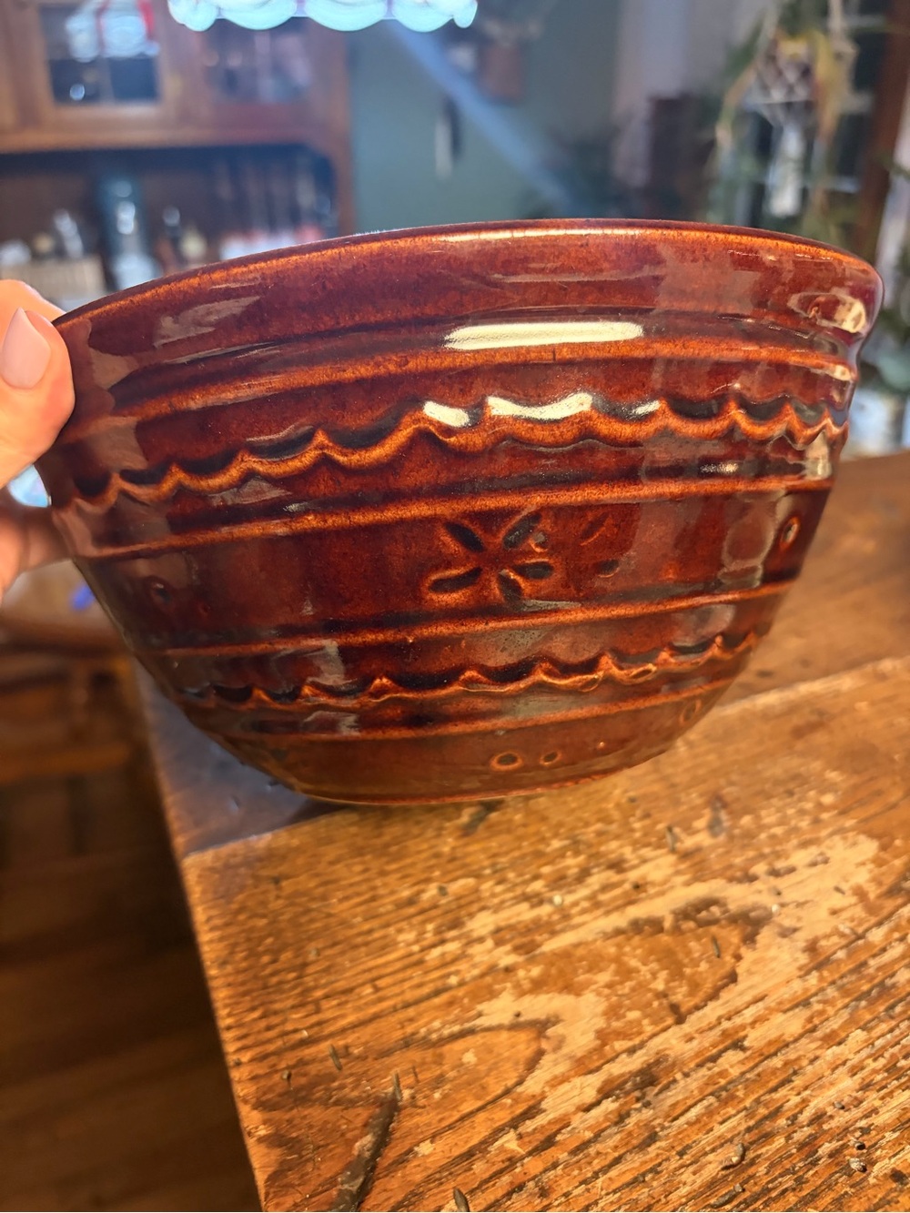 Marcrest Decorative Ceramic Mixing Bowl in Deep Brown Glaze